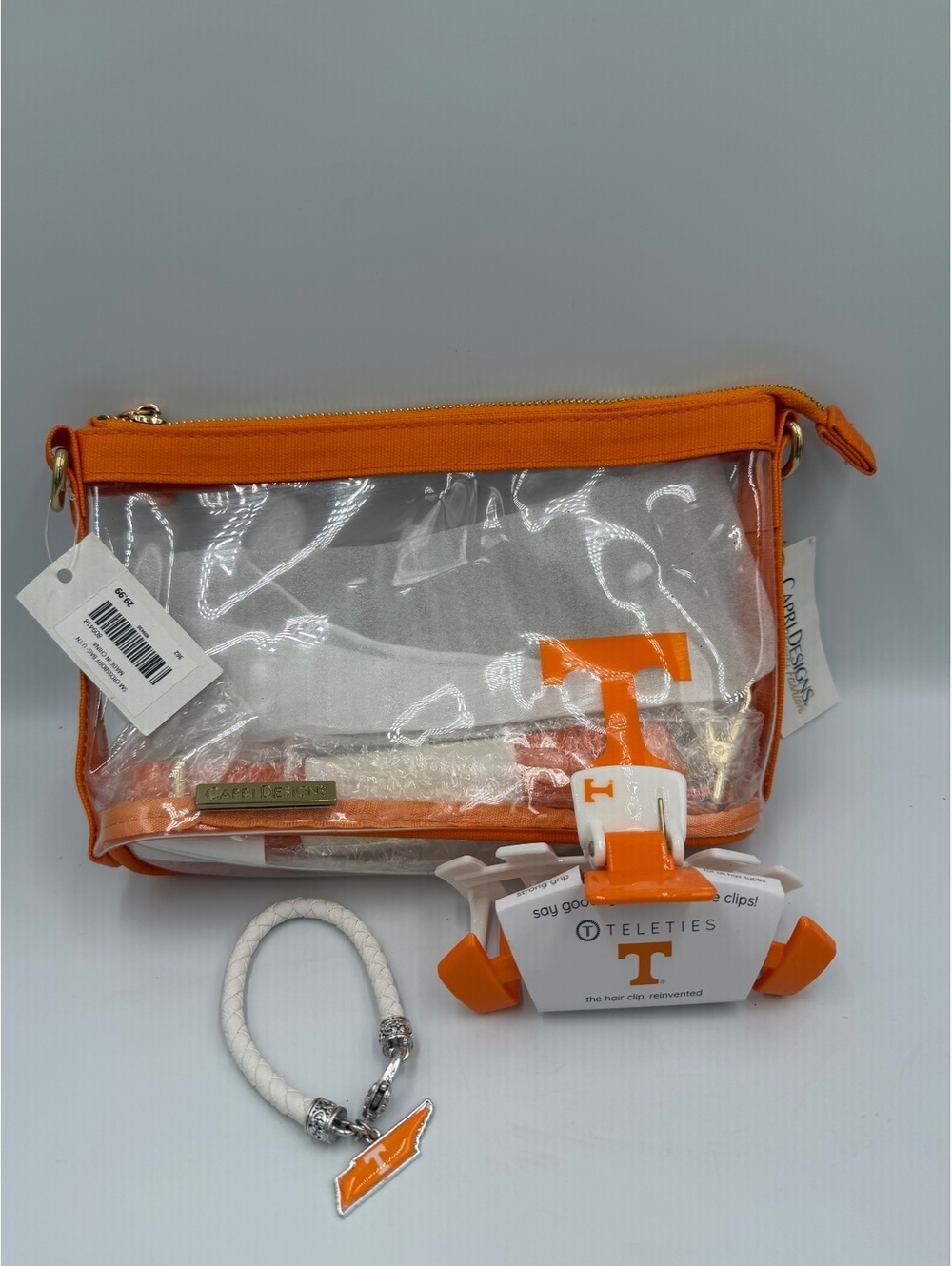 UT Vols game day Essentials Capri Design Clear Bag, Hair Clip, Bracelet Football